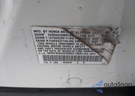 2016 Acura Mdx Technology Acurawatch Plus Packages/Technology Package from USA, damaged, VIN 5FRYD3H4XGB021903